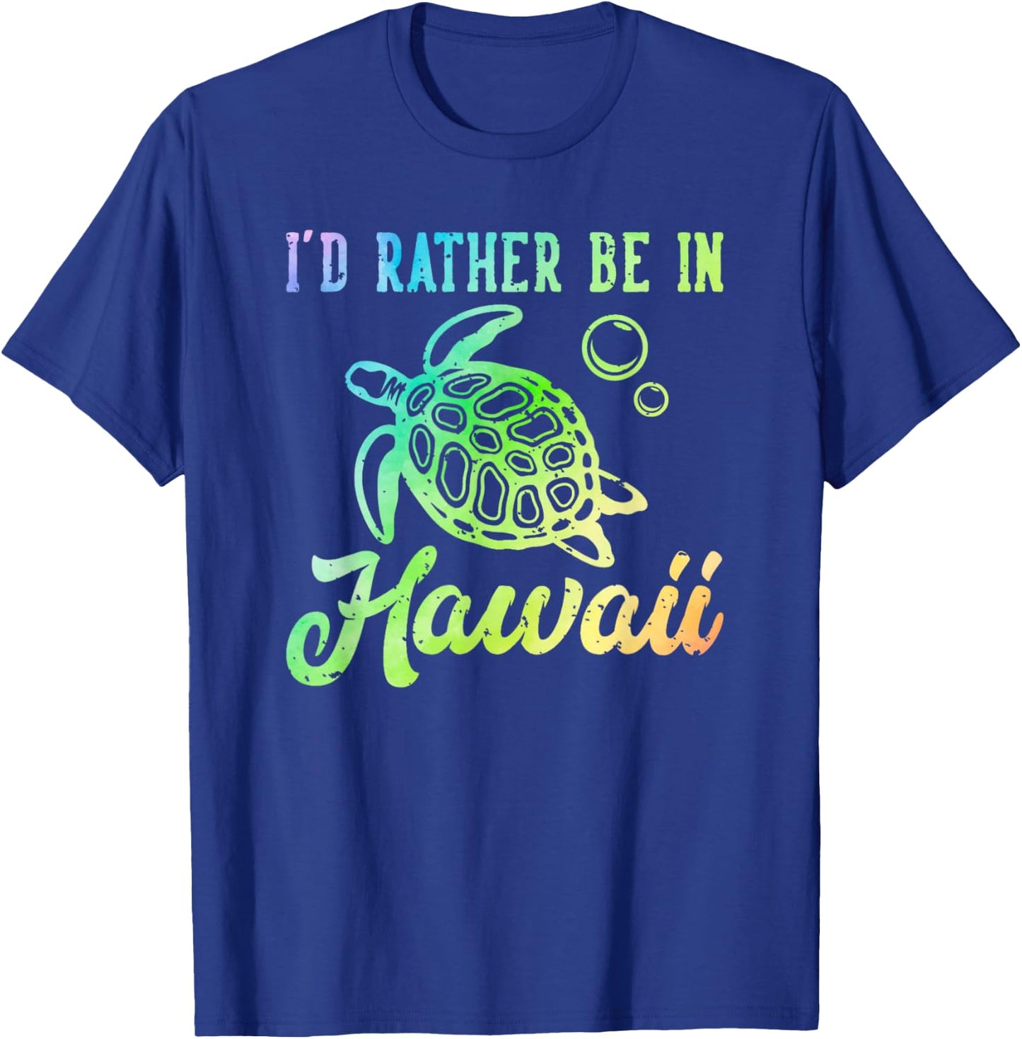 Rather Be in Hawaii Honu Rainbow Tie Dye Hawaiian Sea Turtle T-Shirt - T-Shirt | Royal
