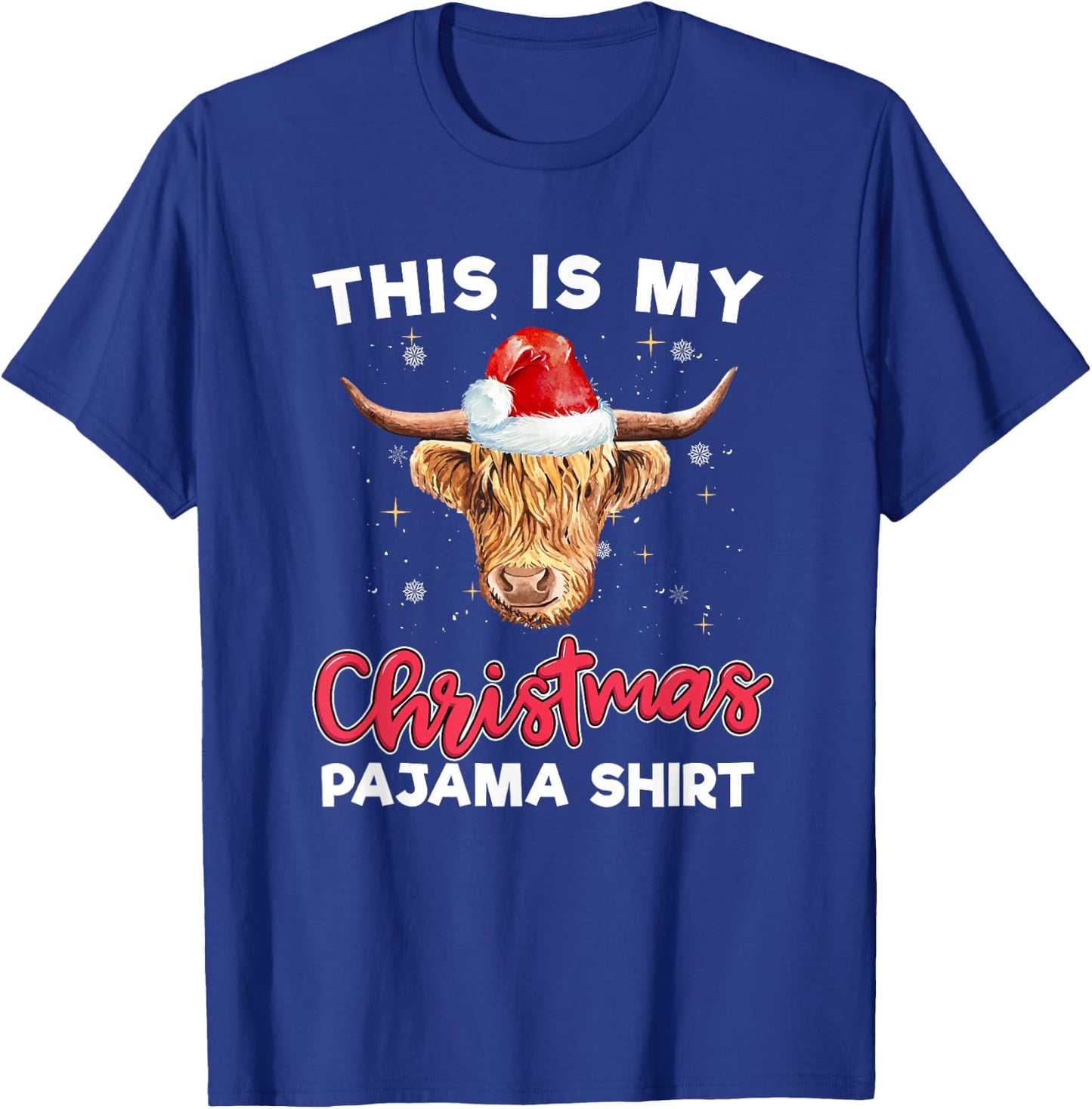 Highland Cow Christmas Pajama Santa Cow Lover T-Shirt - T-Shirt | Royal