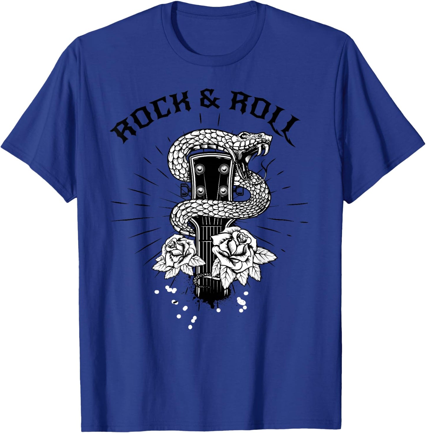 Rock And Roll Snake Roses Hard Rock & Roll Rocker Concert T-Shirt - T-Shirt | Royal