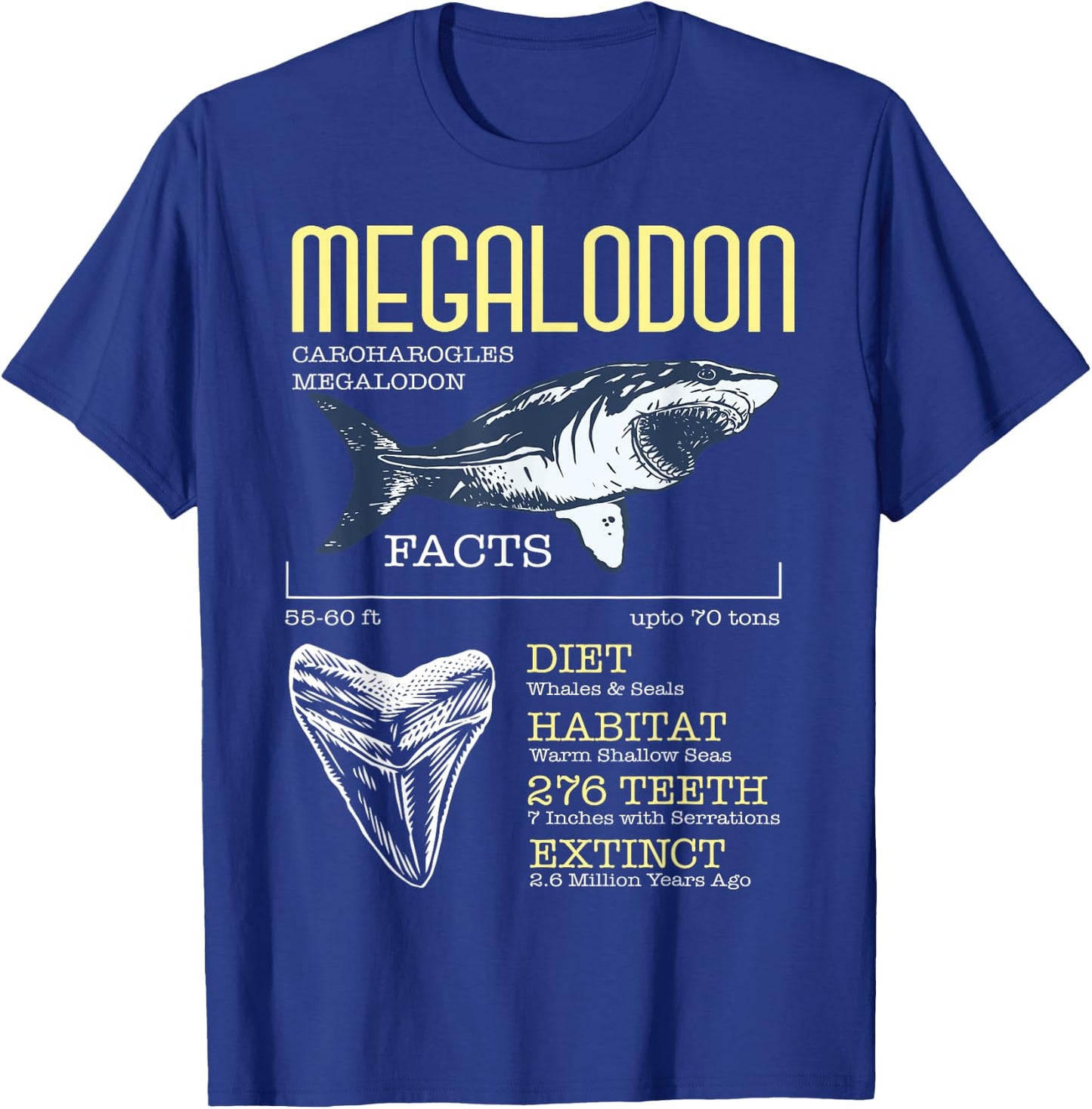 Megalodon Shirt Meg Facts Funny Shark Lover T-Shirt - T-Shirt | Royal