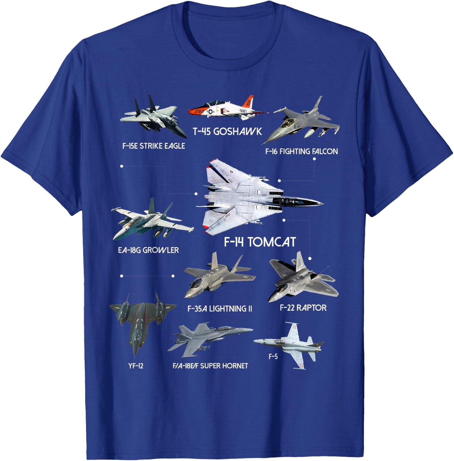 American Fighters Jets Funny Plane Aviation Enthusiasts T-Shirt - T-Shirt | Royal