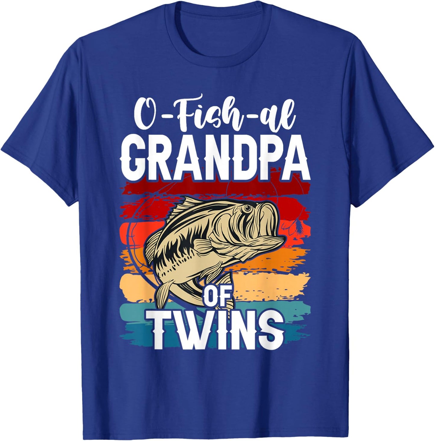 O Fish Al Grandpa Twins Baby Announcement Fishing Fisherman T-Shirt - T-Shirt | Royal