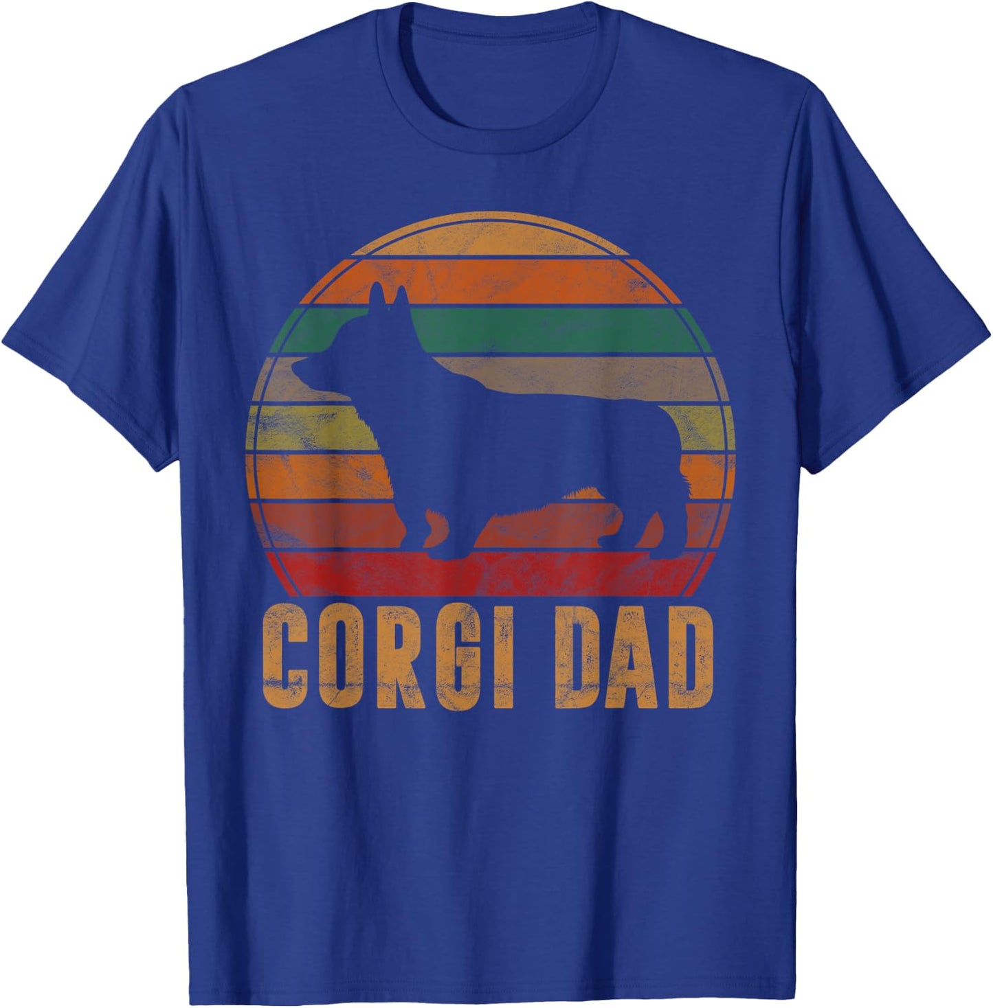 Retro Corgi Dad Gift Dog Owner Pet Welsh Corgi Father Men Women Kids T-Shirt - T-Shirt | Royal