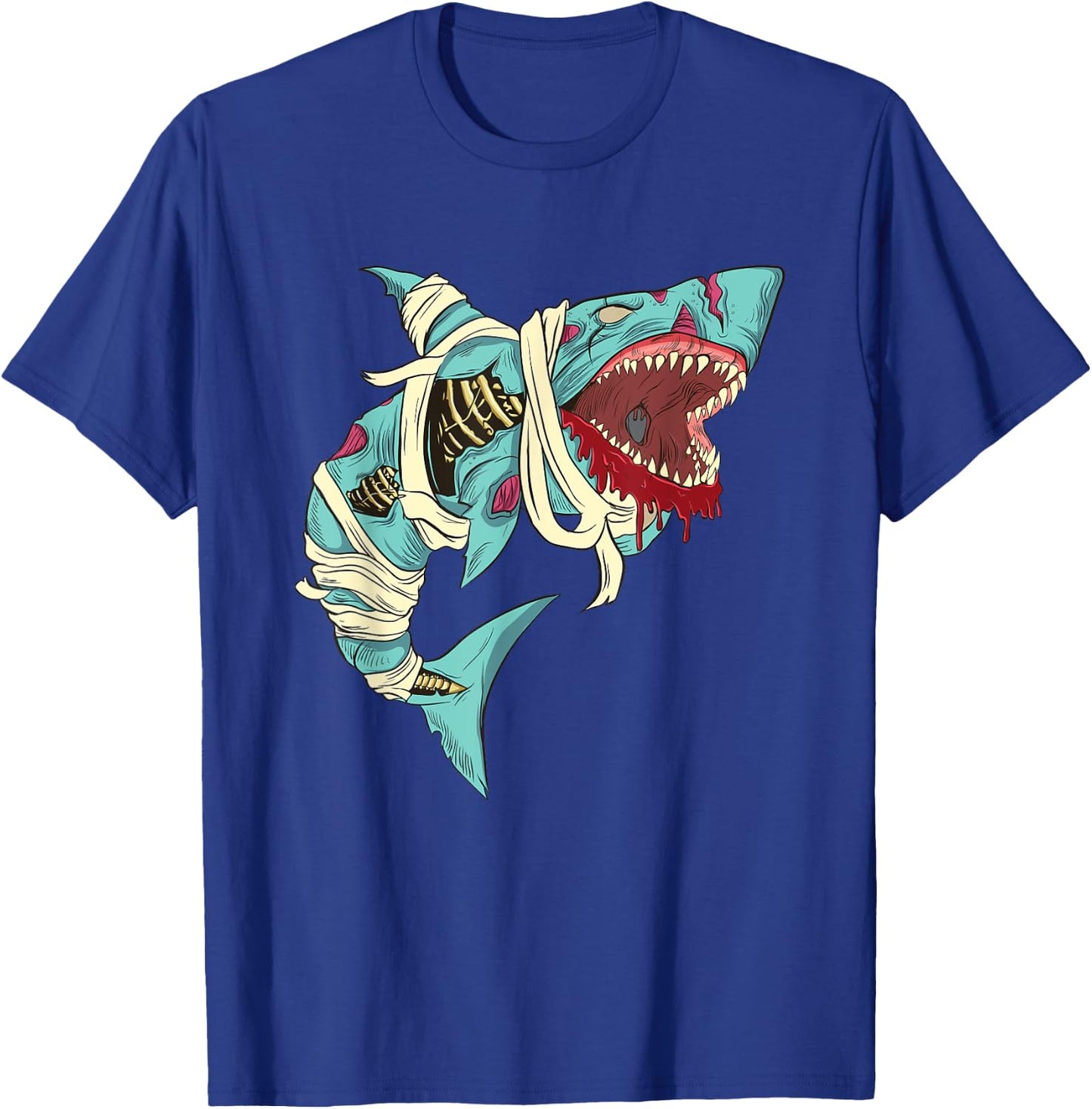 Shark Zombie Shirt Creepy Zombie Halloween Costume Mummy T-Shirt - T-Shirt | Royal