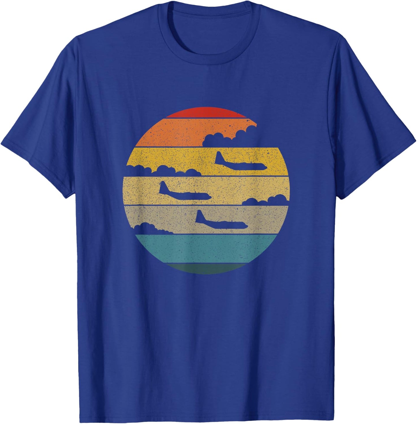 C-130 Hercules Retro Sunset Aeroplane Flying C130 T-Shirt - T-Shirt | Royal