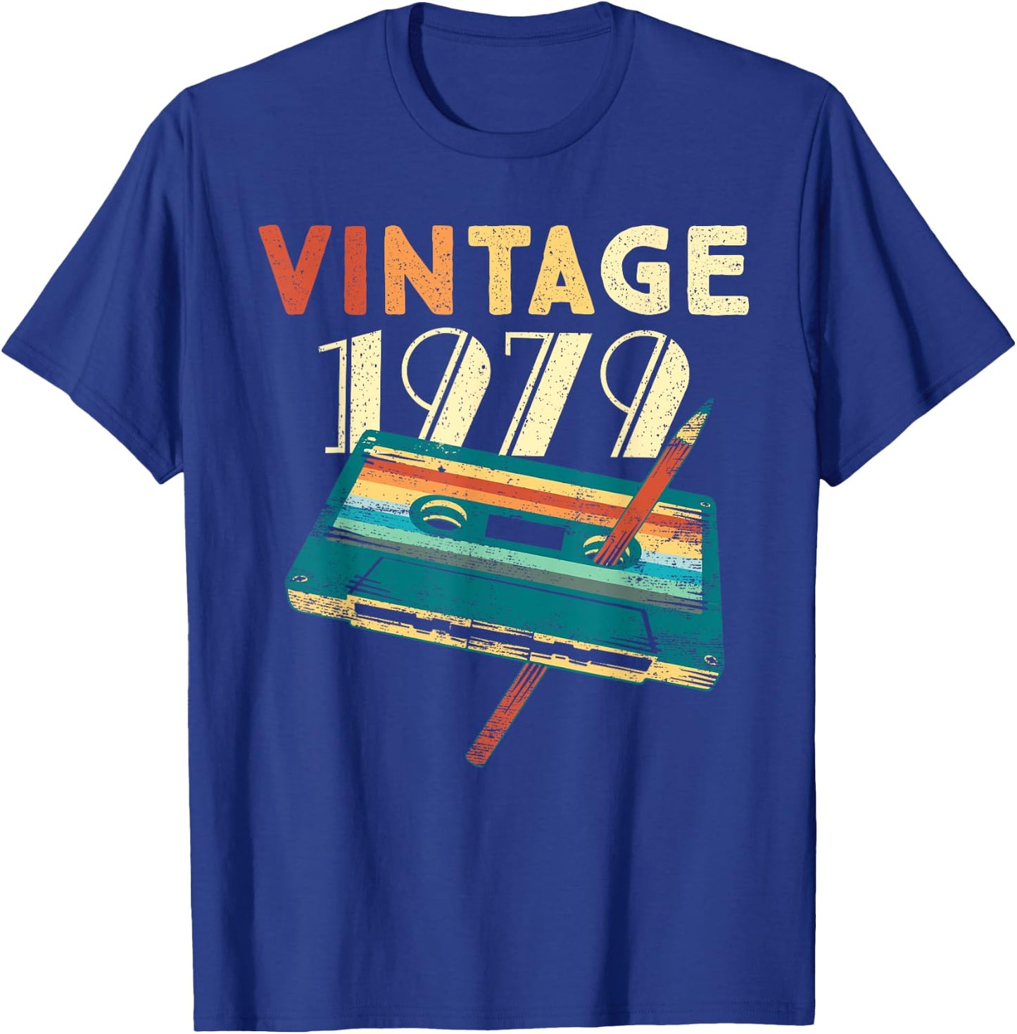 Vintage 1979 Music Cassette 46th Birthday Gifts 46 Years Old T-Shirt - T-Shirt | Royal