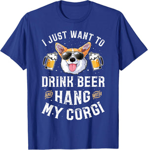 I Just Want to Drink Beer and Hang with My Corgi Men's T-Shirt - T-Shirt | Royal