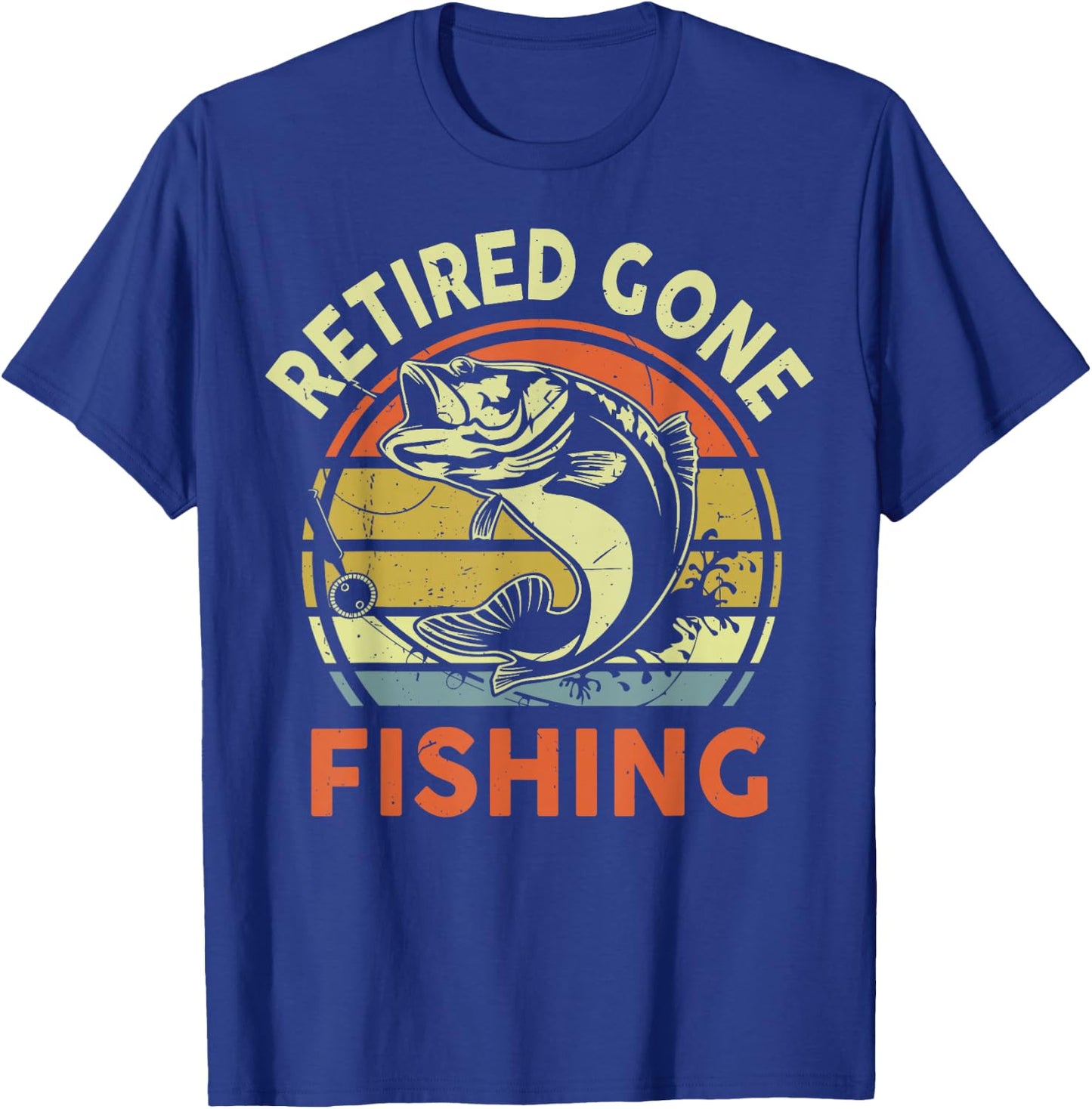 Retired Gone Fishing Retirement Gift Funny Bad Bass Grandpa T-Shirt - T-Shirt | Royal