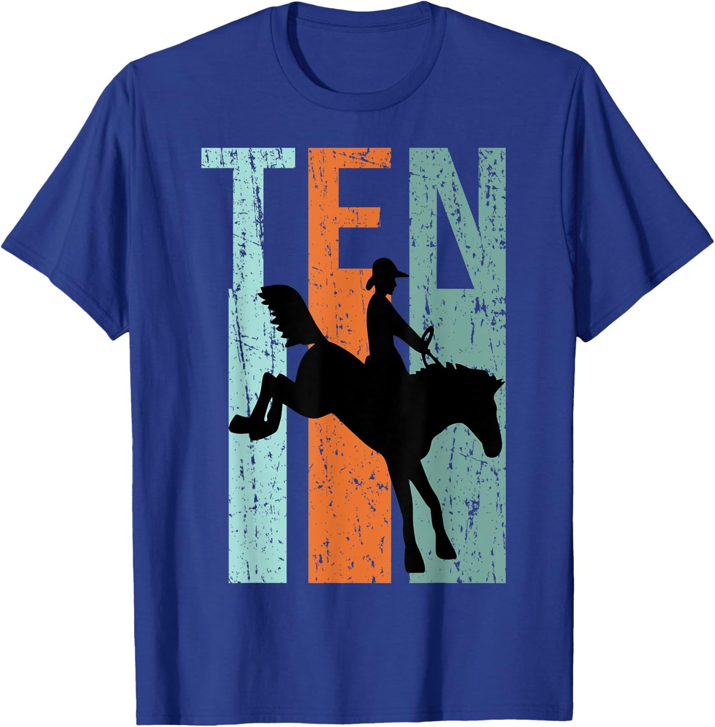 10th Birthday Kids Retro Rodeo Horse Lovers Cowboys Rider T-Shirt - T-Shirt | Royal