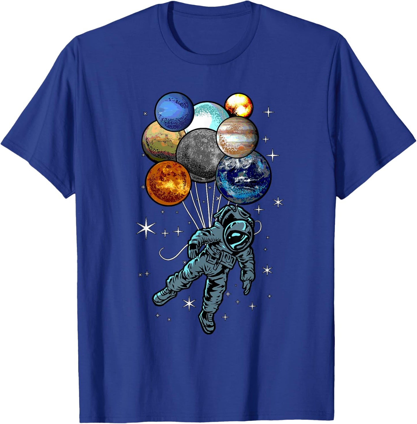 Astronaut Space Balloons Moon Mars Planets | Astronaut T-Shirt - T-Shirt | Royal