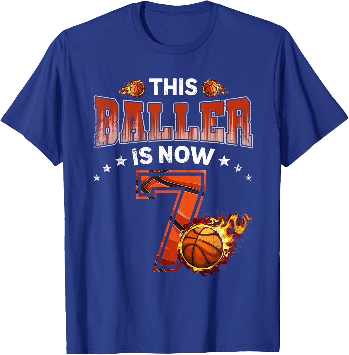7th Birthday Boys Basketball Player Gifts 7 Years Old Kids T-Shirt - T-Shirt | Royal