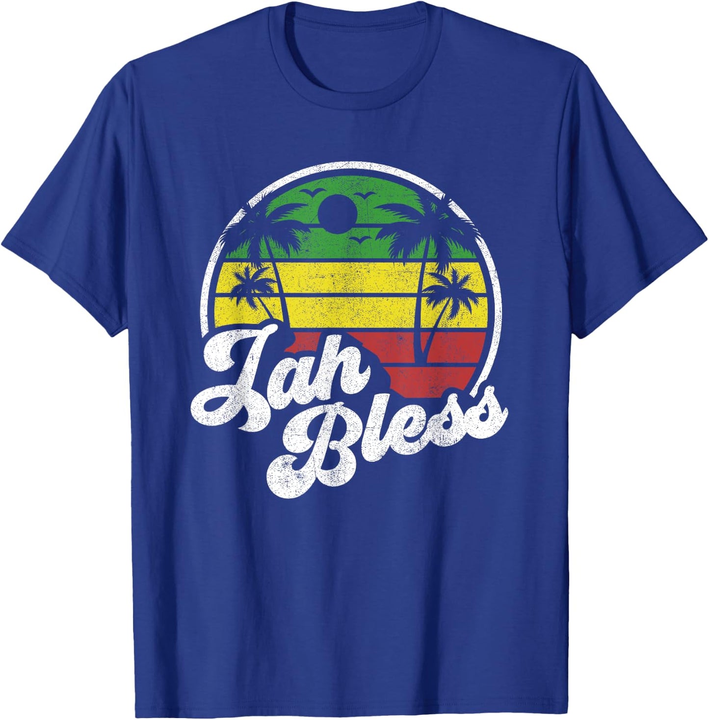 Jah Bless Vintage Jamaica Reggae Jamaican Vacation Gift T-Shirt - T-Shirt | Royal