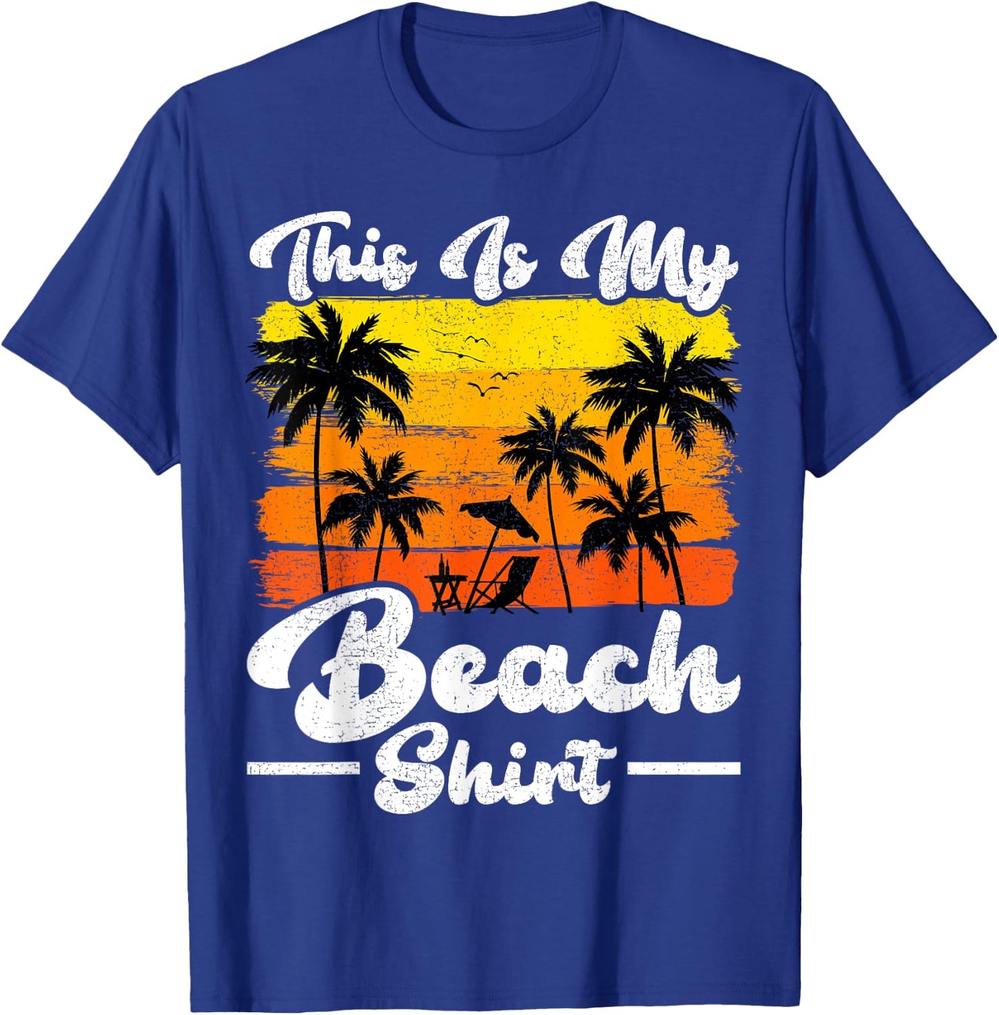 Summer Vacation Vintage Retro Palm Tree This Is My Beach Women Girls Kids T-Shirt - T-Shirt | Royal