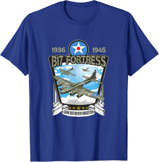 American WW2 Aircraft B-17 Flying Fortress Bomber T-Shirt - T-Shirt | Royal