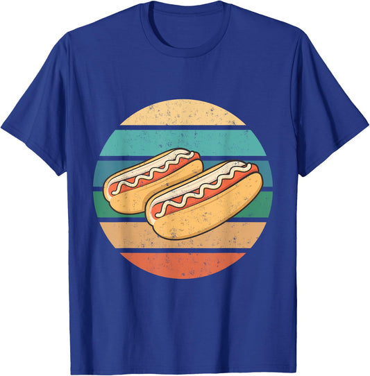 Vintage retro style background hotdogs, for hotdog lovers T-Shirt - T-Shirt | Royal