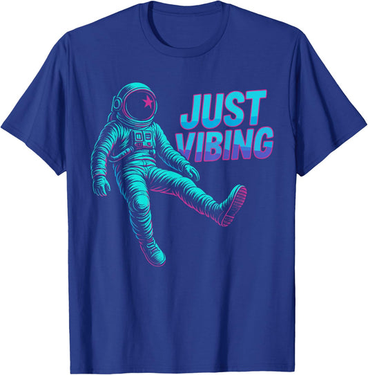 Astronaut Purple and Teal Shirts, Galaxy Just Vibing T-Shirt - T-Shirt | Royal