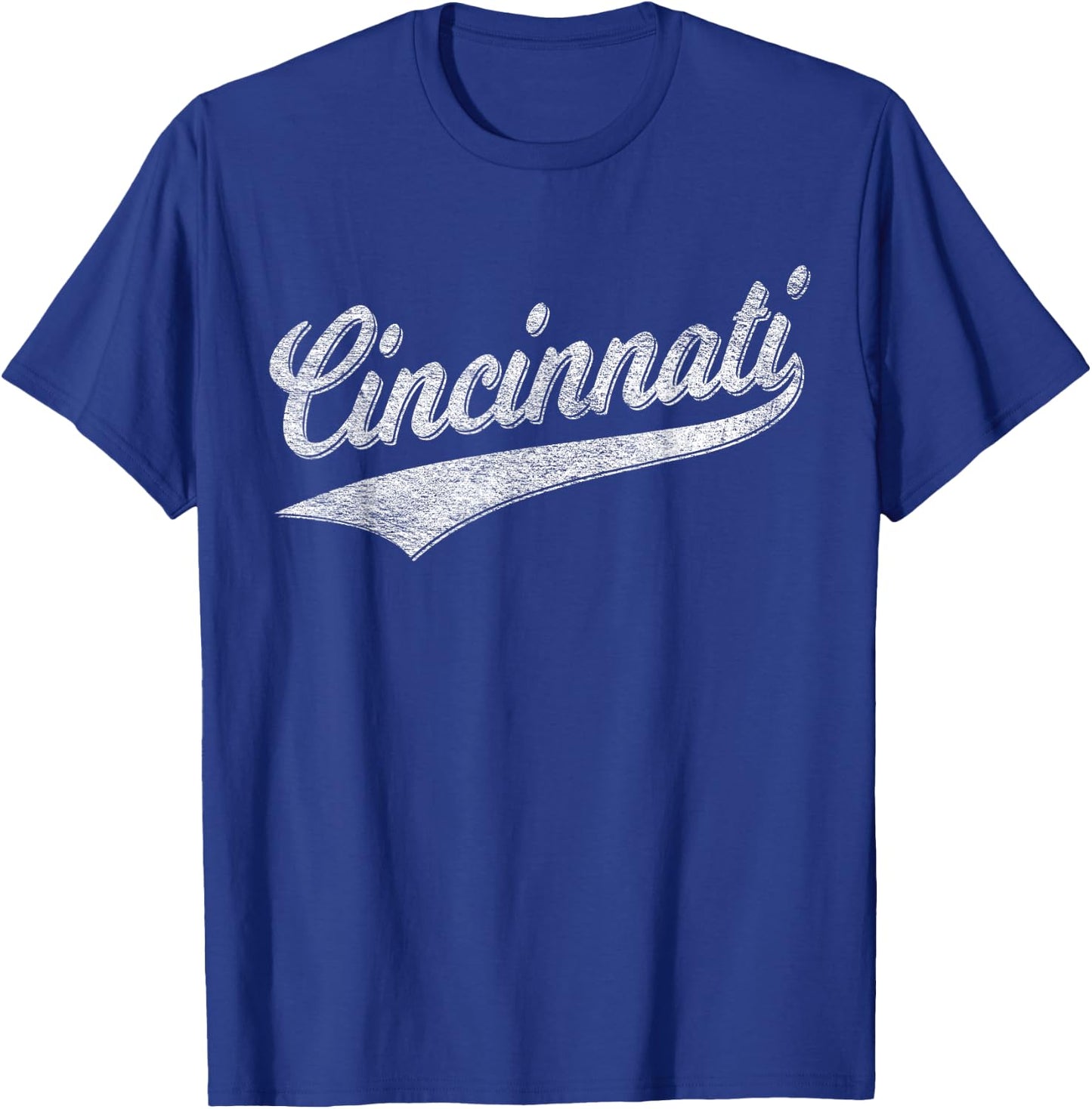 Cincinnati Ohio Retro Script Sports Jersey Flag T-Shirt - T-Shirt | Royal
