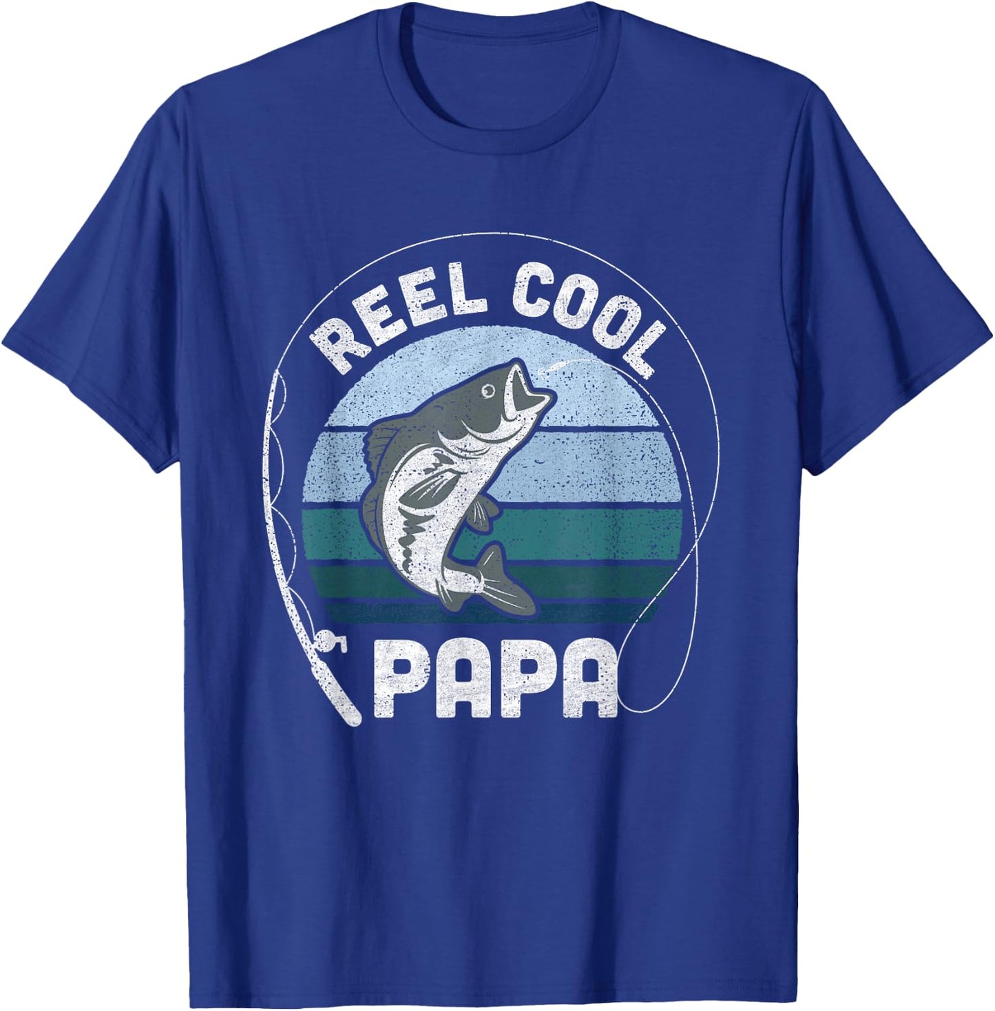 Funny Reel Cool Papa Fishing Fathers Day T-Shirt - T-Shirt | Royal