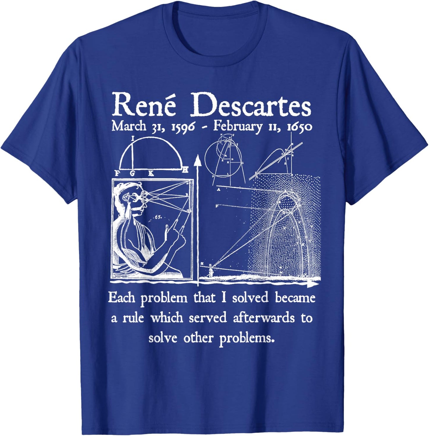 Nerdy Vintage Descartes Algebra Mathematician Math Teacher T-Shirt - T-Shirt | Royal