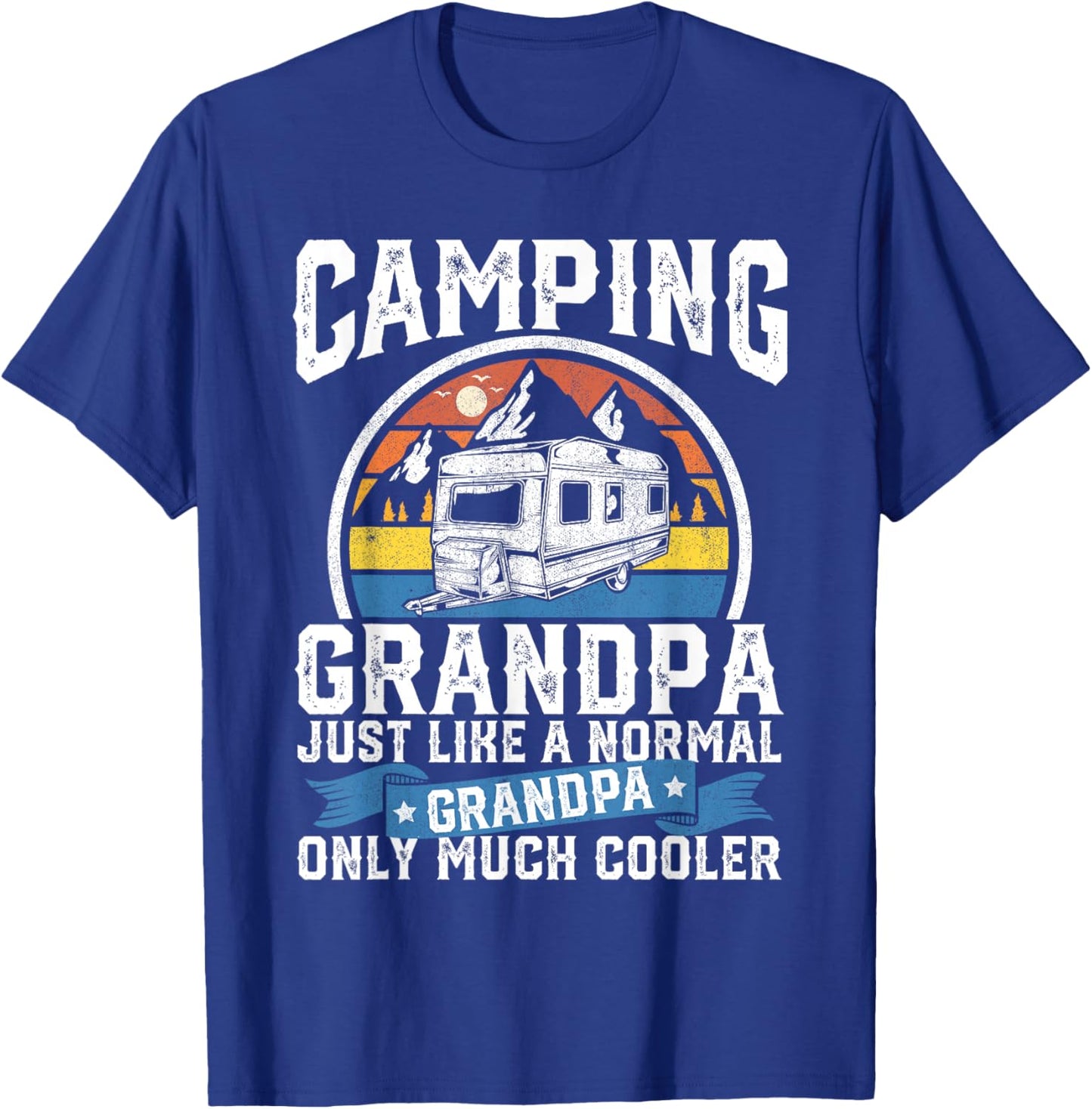 Camping Grandpa Funny Camper RV Retro Papa Outdoors Gift T-Shirt - T-Shirt | Royal
