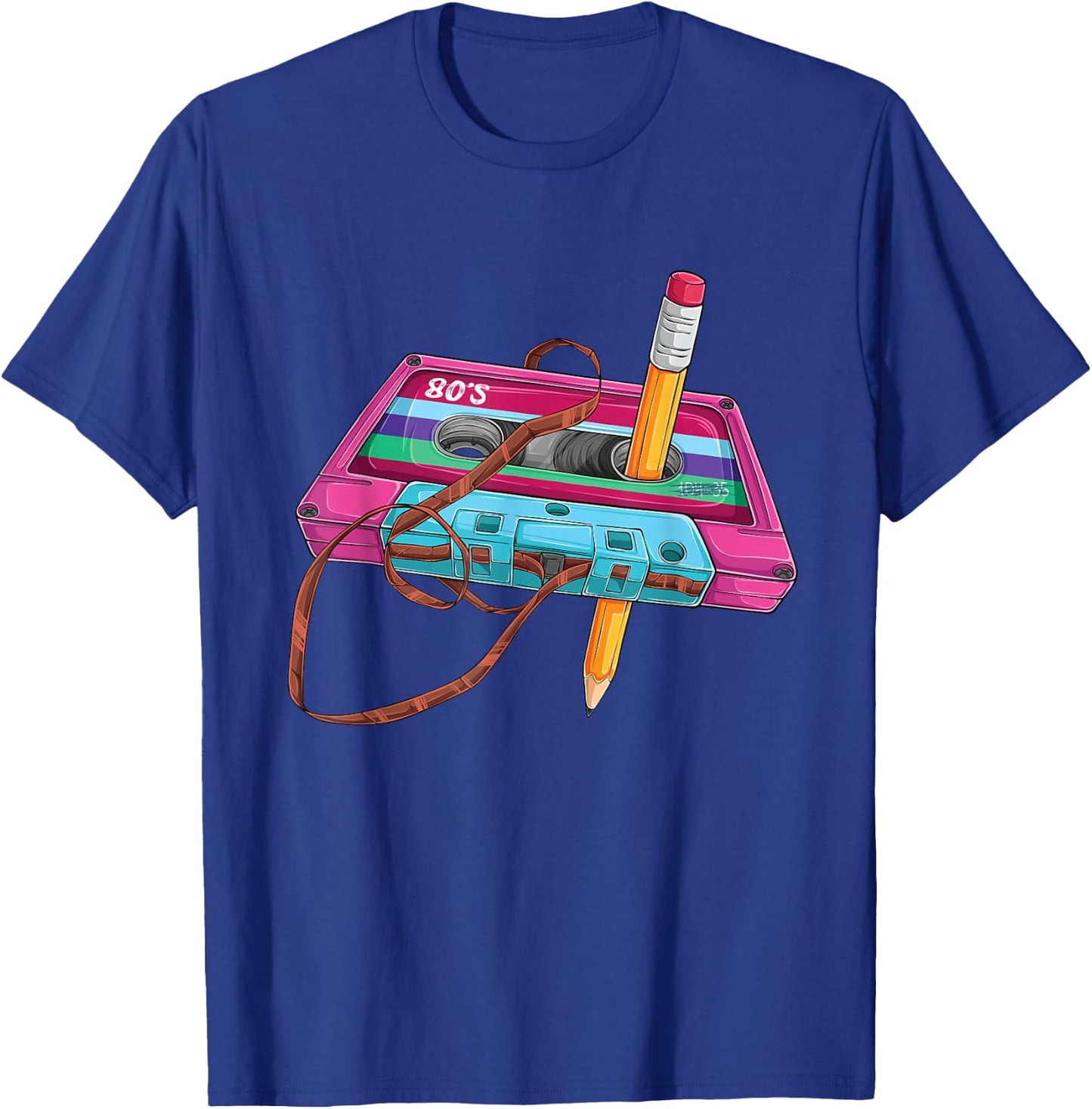 Vintage Cassette Tape Pencil 70's 80's 90's Music Mixtape T-Shirt - T-Shirt | Royal