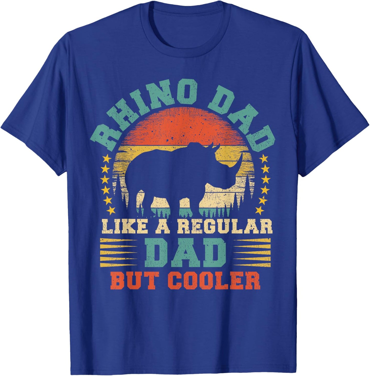 Vintage Rhino Dad Like A Regular Dad Rhino Father's Day T-Shirt - T-Shirt | Royal