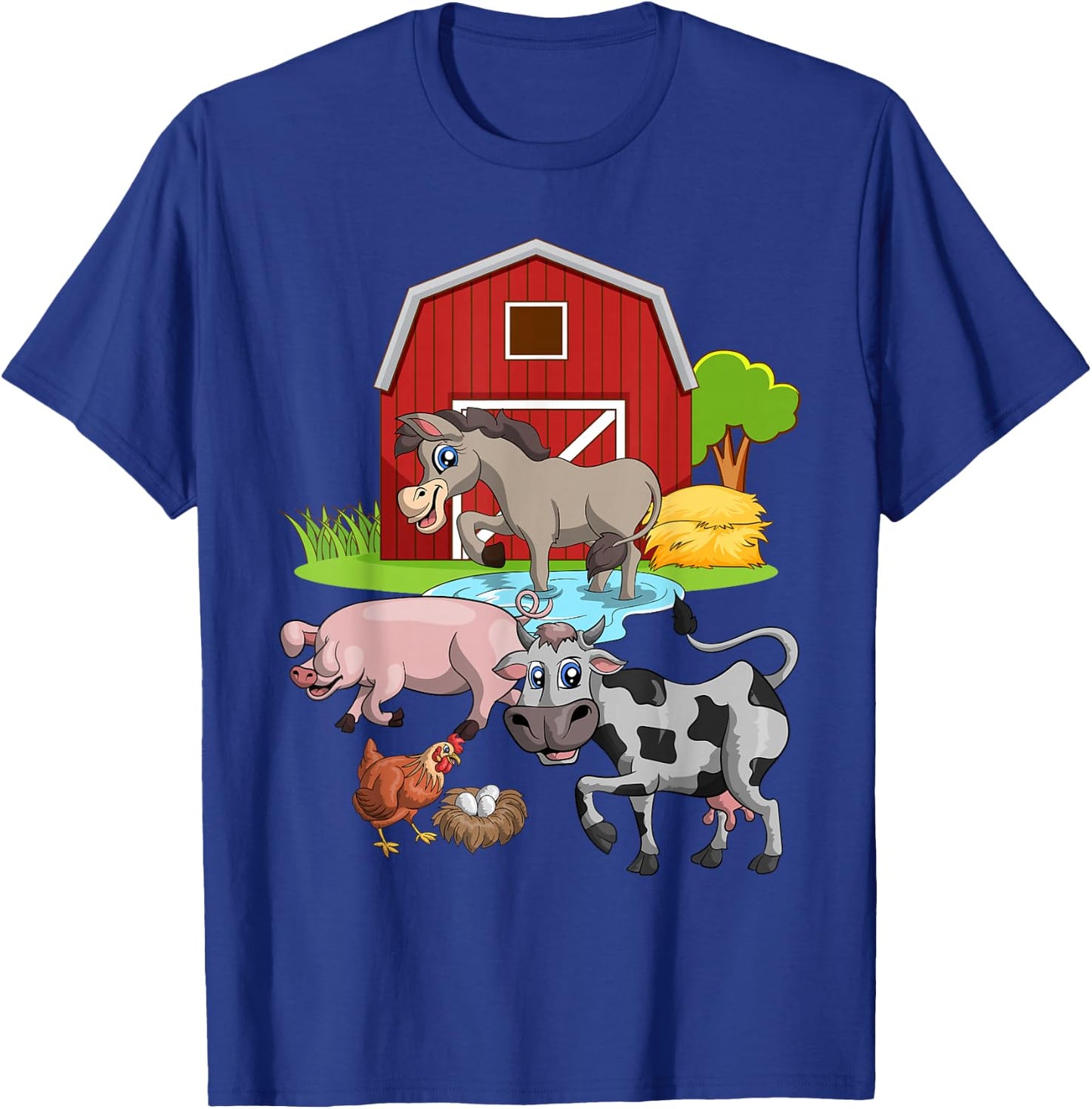 Donkey Pig Chicken Cow Agriculture Farm Animal T-Shirt - T-Shirt | Royal