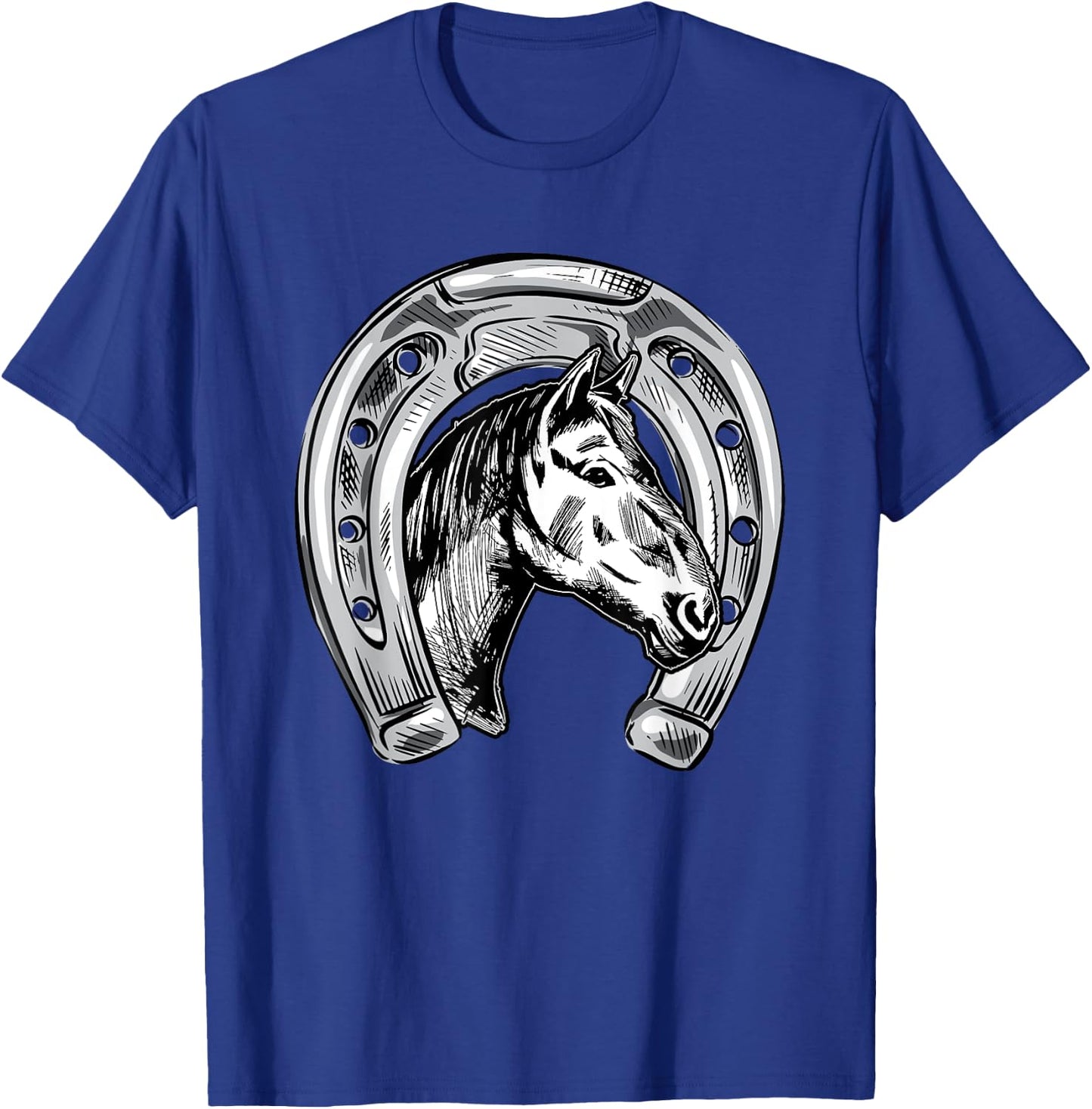 Horseshoe Horse Horseback Riding Lover Cowboy Cowgirl T-Shirt - T-Shirt | Royal