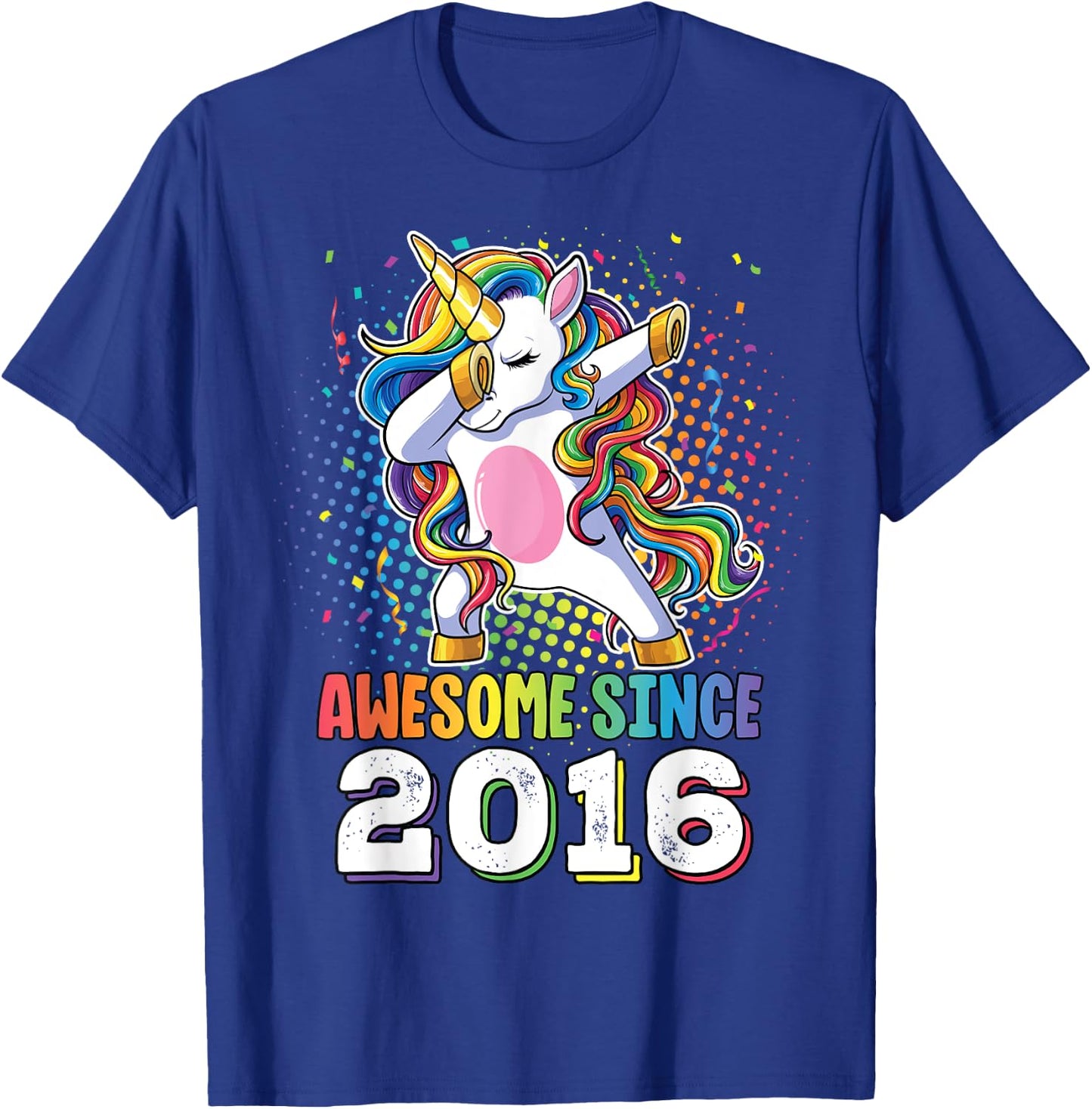 Awesome Since 2016 Girls Boys Dabbing Unicorn Birthday T-Shirt - T-Shirt | Royal