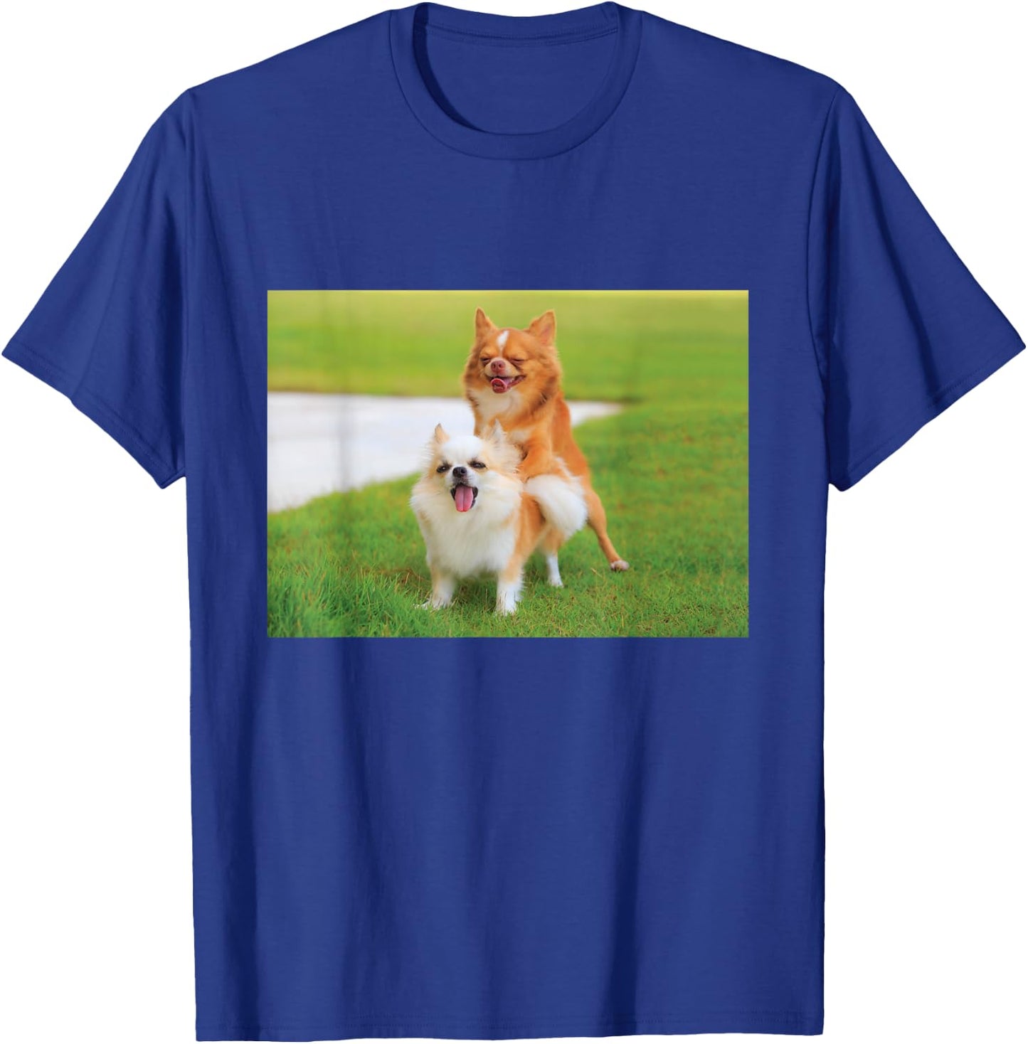 Fun Two Dogs Humping Chihuahua Pet Owner Humor Dog Lover T-Shirt - T-Shirt | Royal