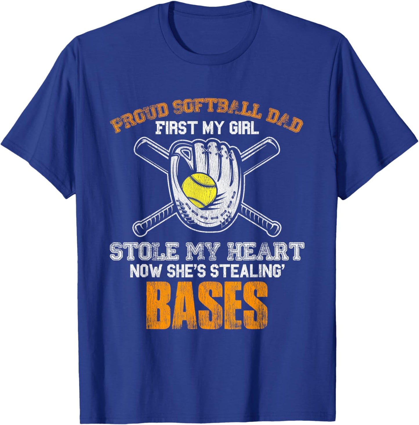 Proud Softball Dad Girl Stole My Heart T-Shirt - T-Shirt | Royal