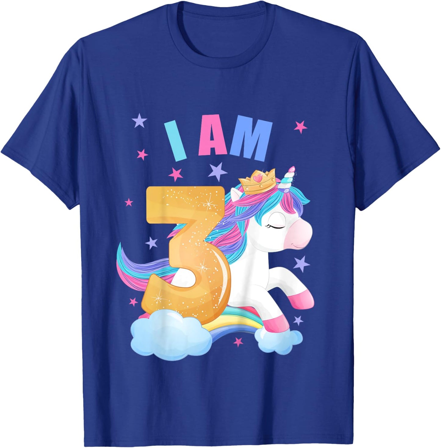 3 Years old 3 birthday outfit Boy girl Unicorn T-Shirt - T-Shirt | Royal