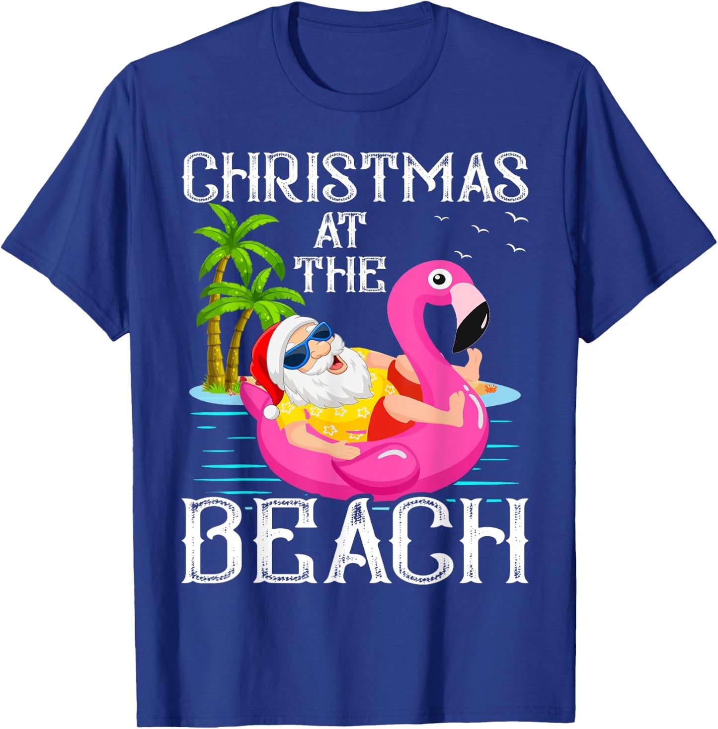 Funny Flamingo Float Santa Claus Christmas At The Beach Women Kids T-Shirt - T-Shirt | Royal
