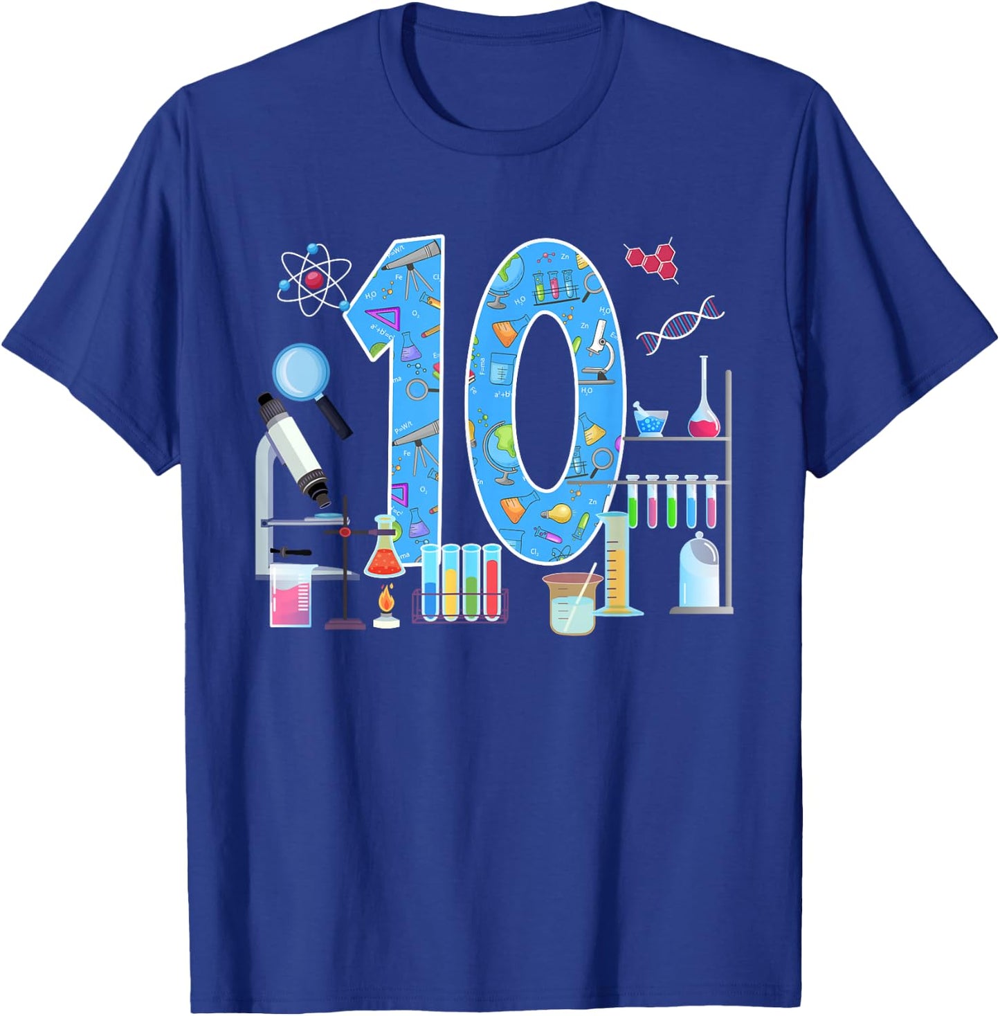 10th Birthday Science Theme 10 Year Old Birthday Scientist T-Shirt - T-Shirt | Royal