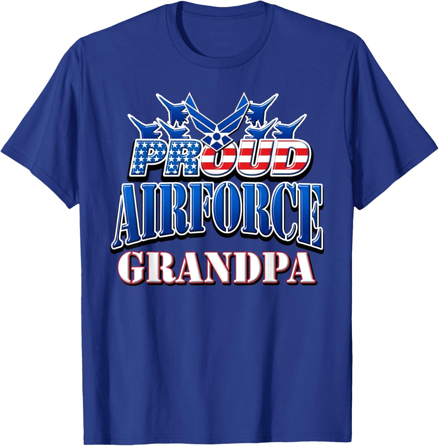 Proud Air Force Grandpa Shirt Grandparents Day USA Military T-Shirt - T-Shirt | Royal