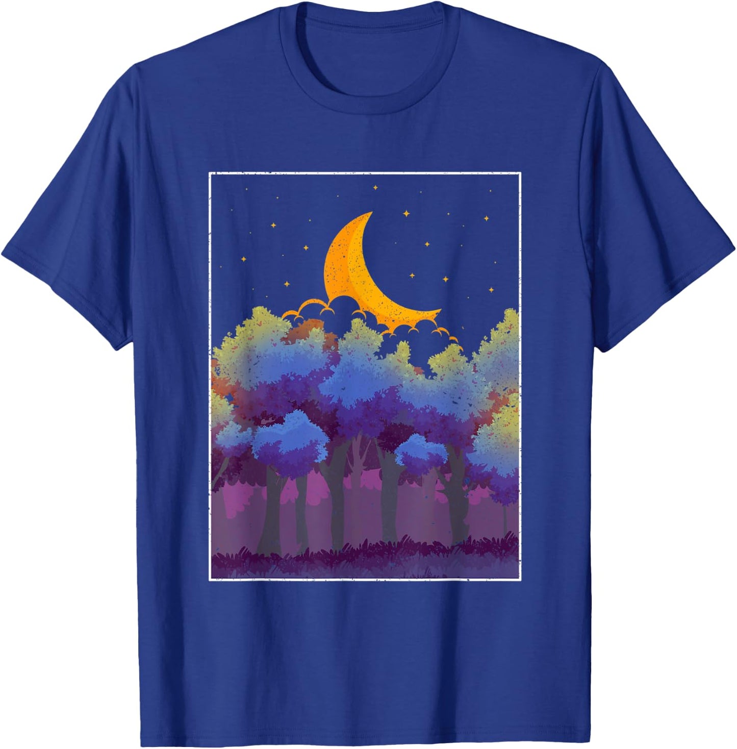 Crescent Moon Forest Trees Outdoor Moonlight Nature T-Shirt - T-Shirt | Royal
