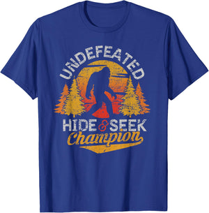 Bigfoot Hide and Seek Champion Shirt Sasquatch Men Kids T-Shirt - T-Shirt | Royal