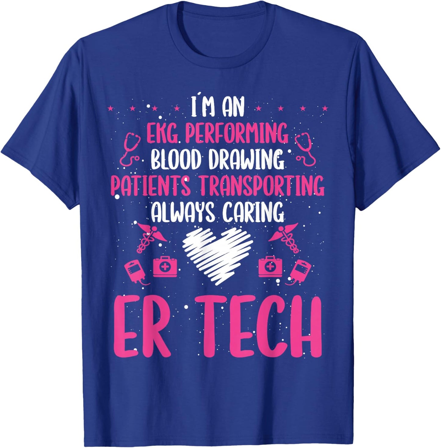 ER Tech Badge Buddy Emergency Room Technician Essentials T-Shirt - T-Shirt | Royal