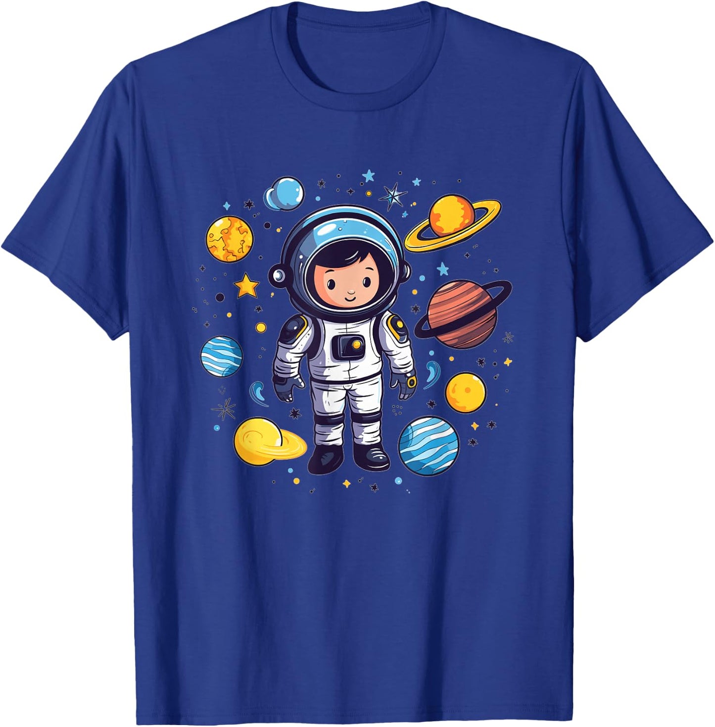Cute Astronaut With Planets I Kids Astronaut T-Shirt - T-Shirt | Royal