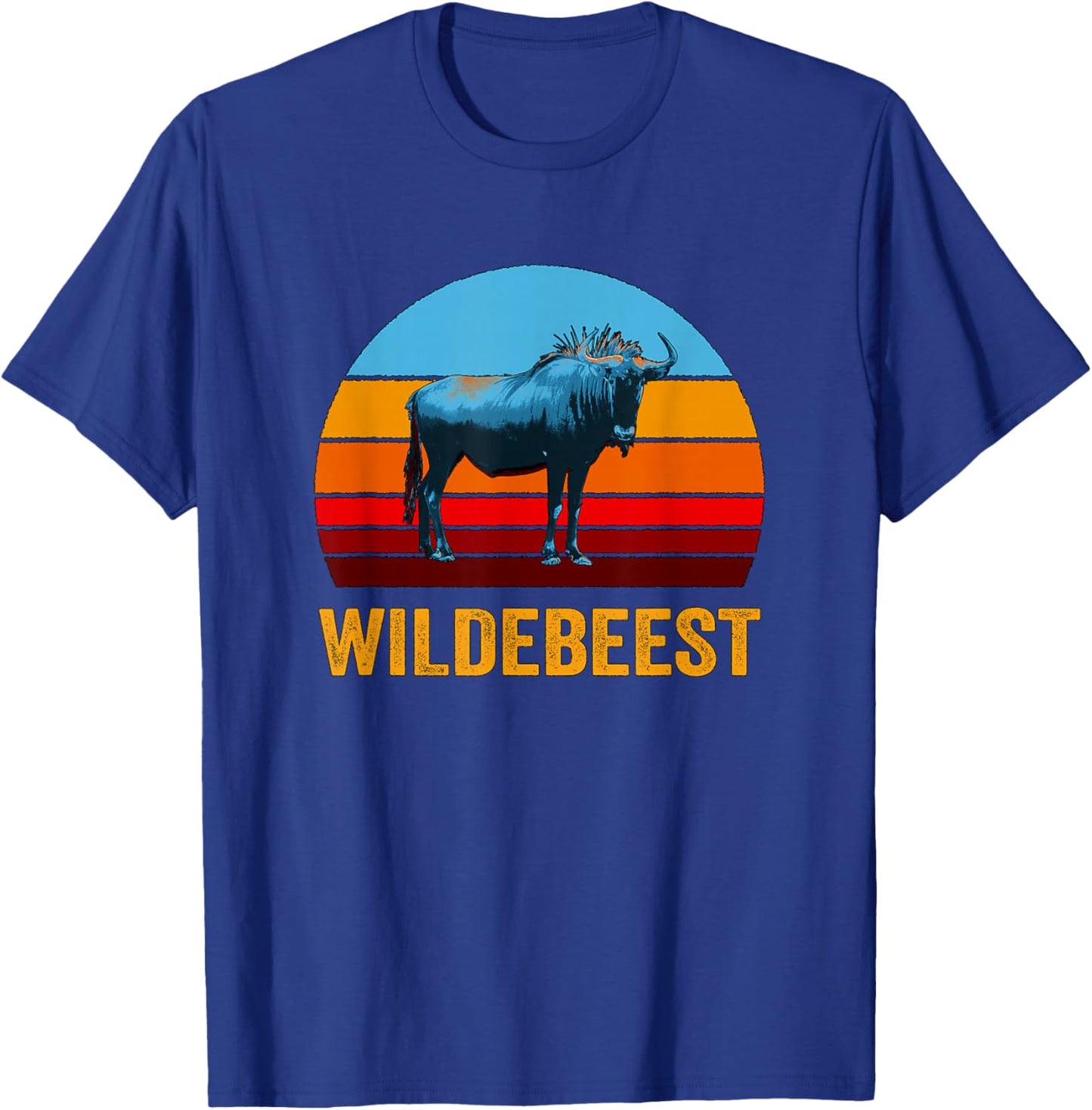 Retro Vintage Style Sunset Wildebeest T-Shirt - T-Shirt | Royal