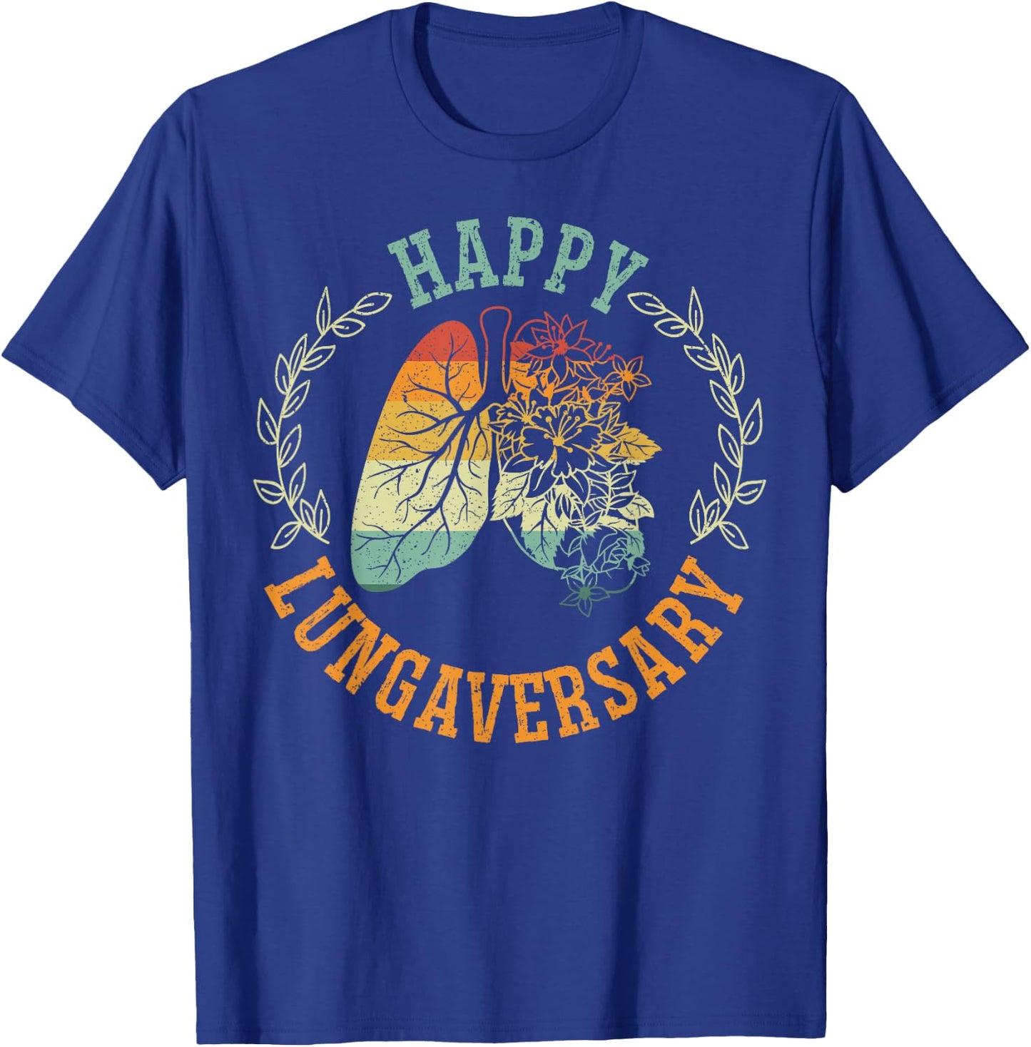 Organ Donation Lung Transplant SteMi Apparel Happy Lungaversary Lung Transplant Survivor Adult Black Short Sleeve T-Shirt - T-Shirt | Royal