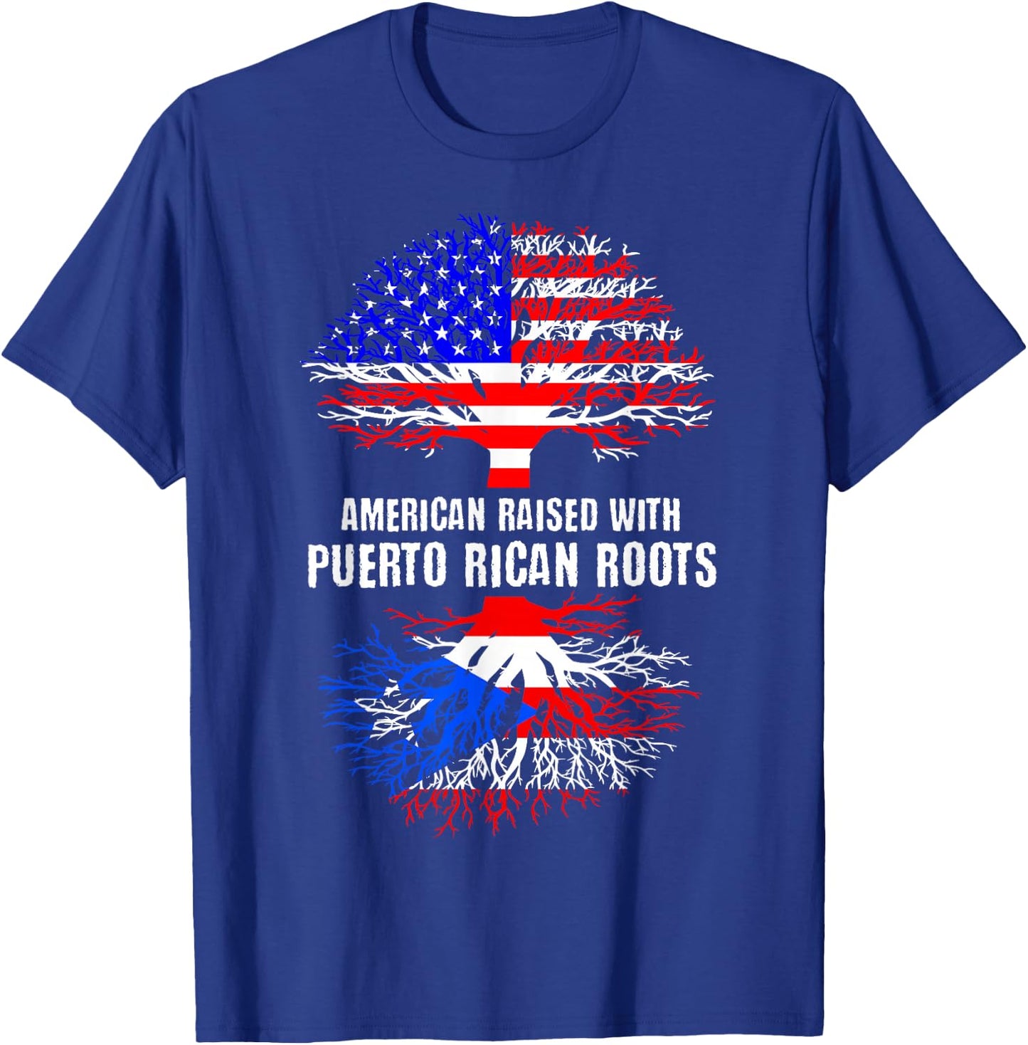 American Raised with Puerto Rican Roots USA Flag Puerto Rico Small T-Shirt - T-Shirt | Royal