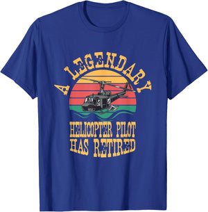 Legendary Helicopter Pilot Has Retired Retro Retirement T-Shirt - T-Shirt | Royal