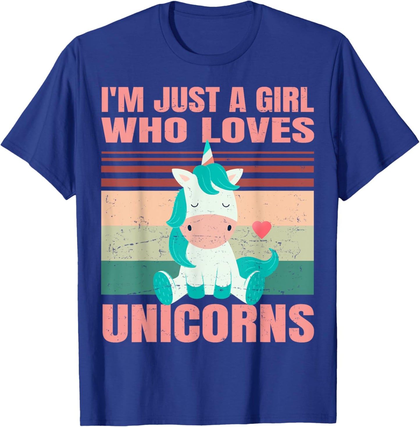 I'm Just A Girl Who Loves Unicorns - Cute Retro Girlie - For T-Shirt - T-Shirt | Royal