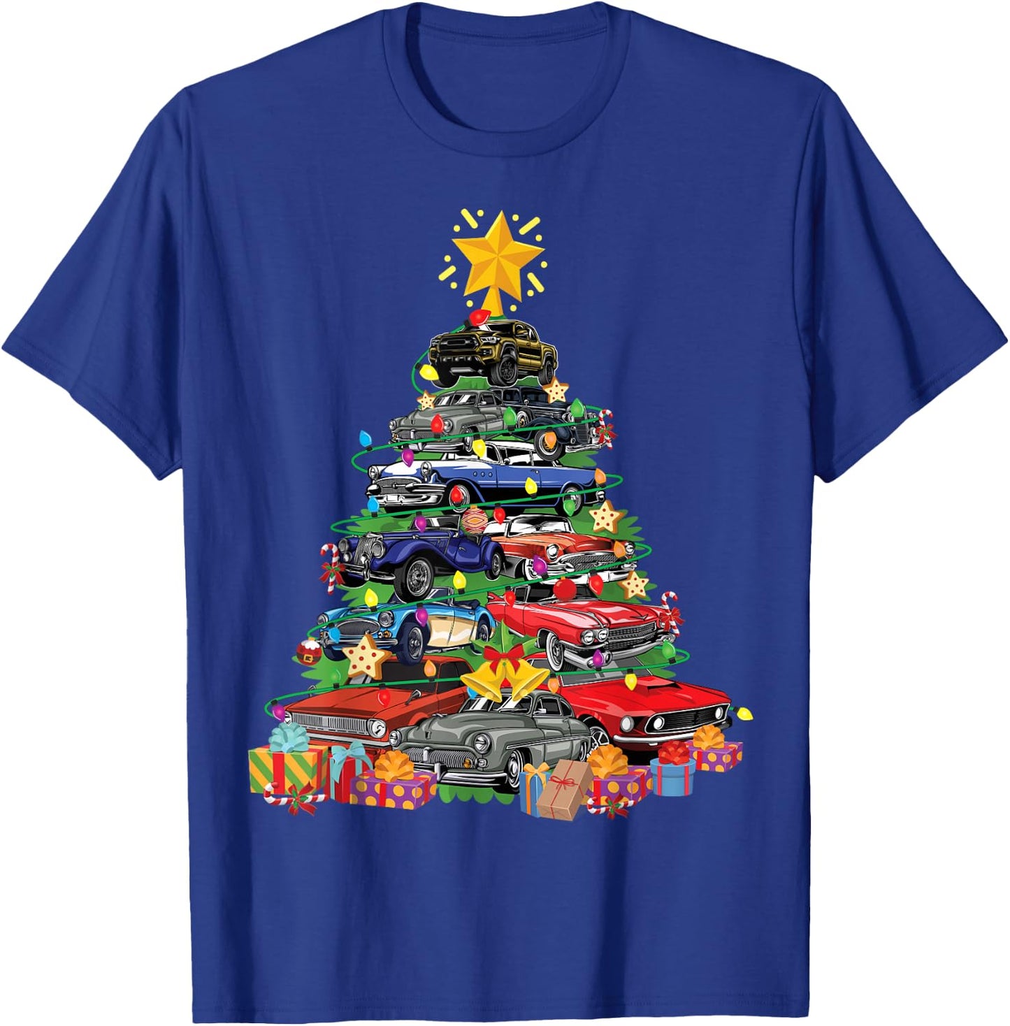 Hotrods Classic Muscle Car Christmas Tree Kids Toddlers T-Shirt - T-Shirt | Royal