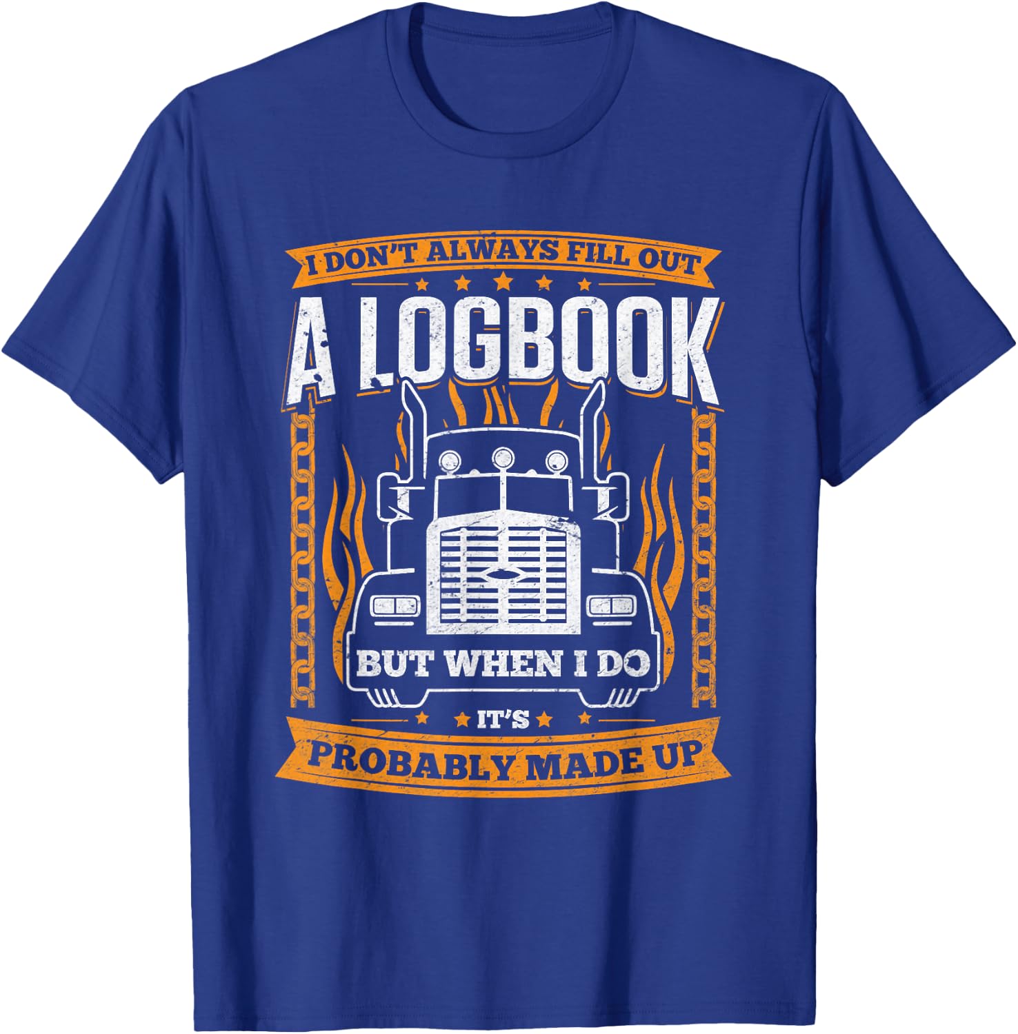 Trucker Gifts Men Women Logbook - Funny Truck Driver T-Shirt - T-Shirt | Royal