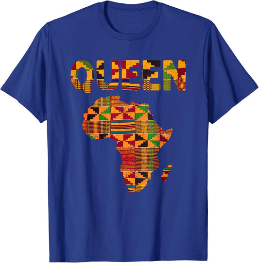 Cool African Queen Art Kente Cloth Africa Ghana Kids Women T-Shirt - T-Shirt | Royal