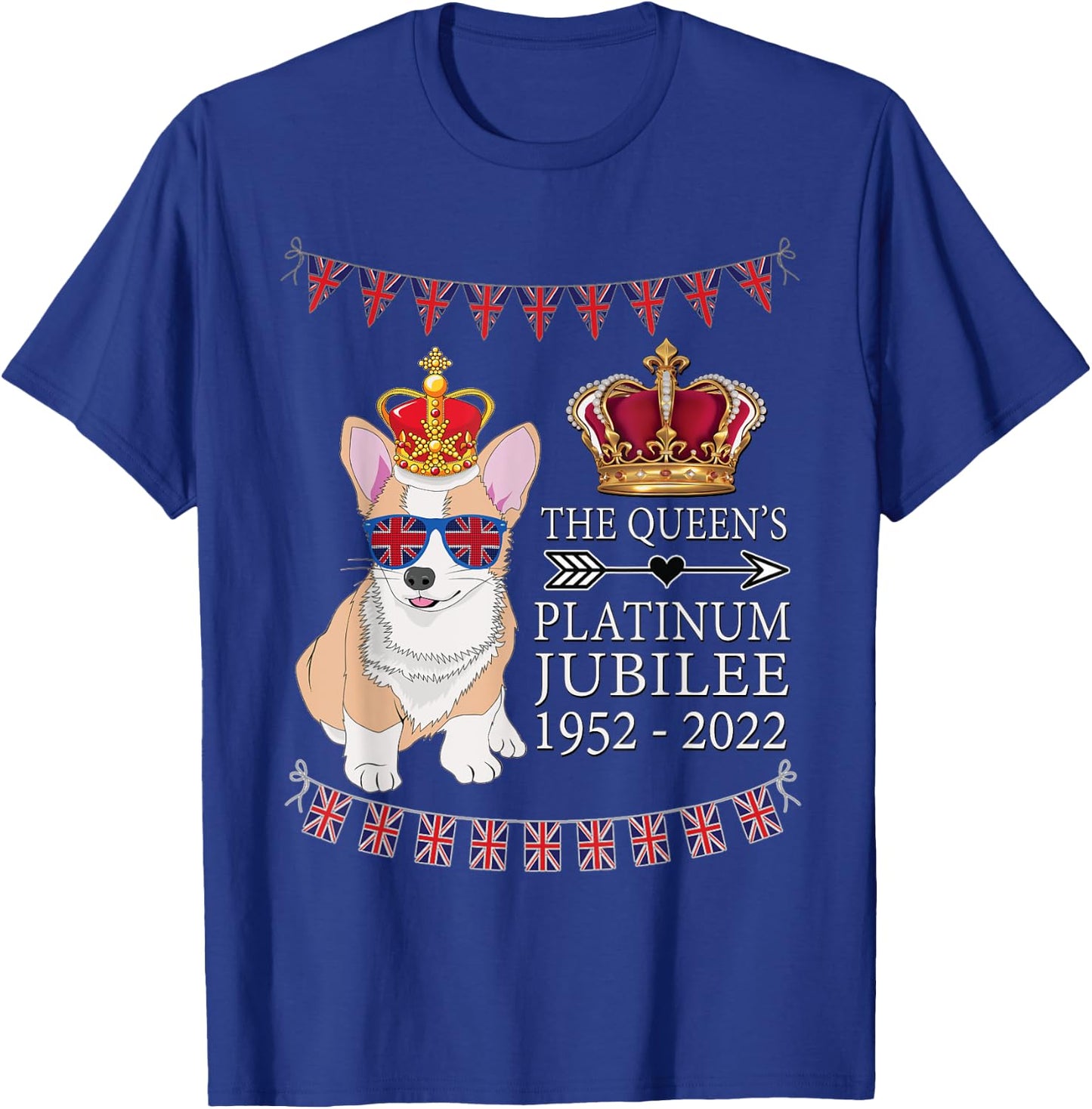 British Queen Platinum Jubilee Souvenir Union Jack Corgi T-Shirt - T-Shirt | Royal