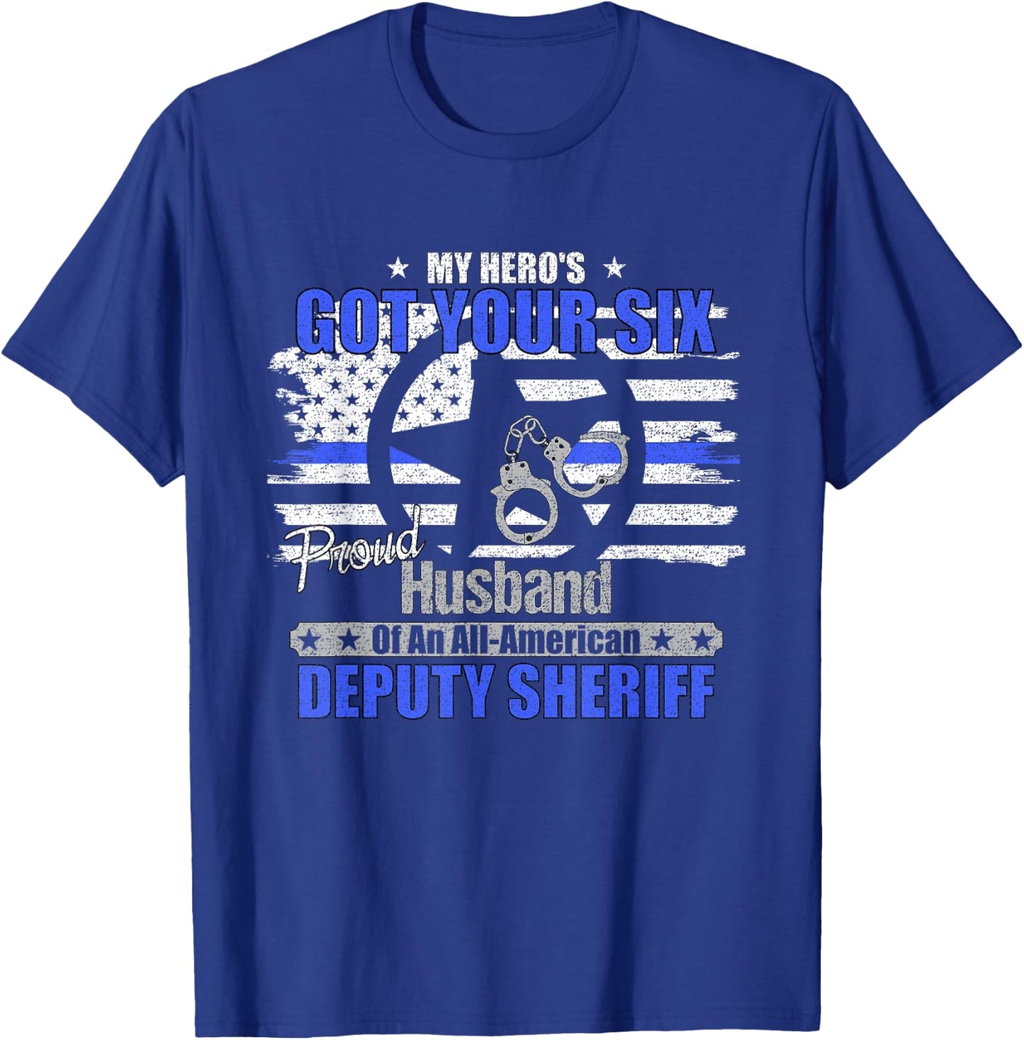 Deputy Sheriff Proud Husband Graphic T-Shirt - T-Shirt | Royal