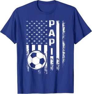 Soccer Papi American Flag Vintage Christmas Xmas T-Shirt - T-Shirt | Royal